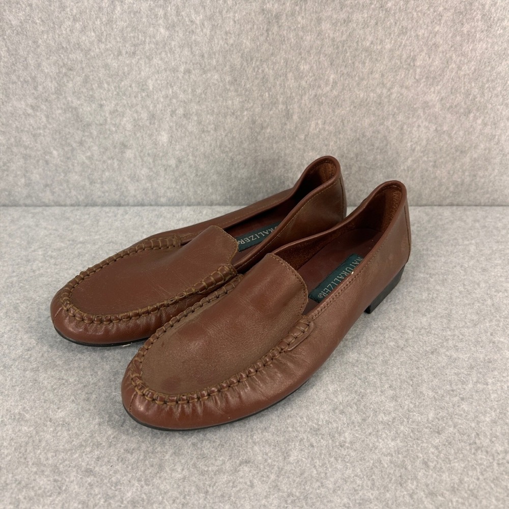 Naturalizer Womens Size 7 Brown Leather Loafers Slip On Shoes Closed Toe
